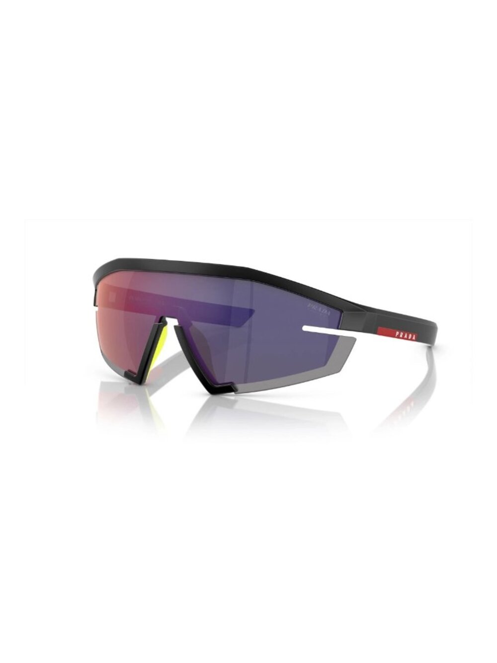 Prada Linea Rossa PS03ZS 1BO10A 44 Matte Black/Red Blue Mirrored Sunglasses